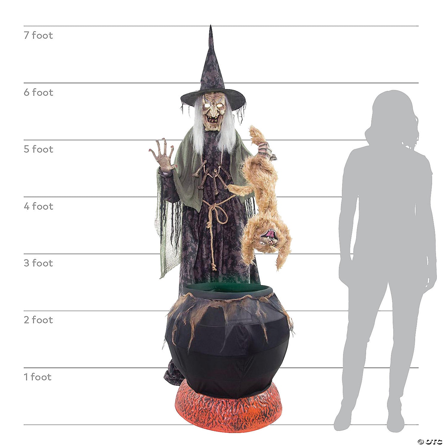 7 Ft Cauldron Cat-Tastrophe Witch
