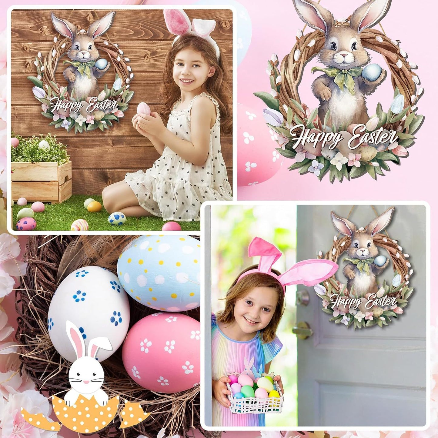 14.6" Easter Wreath Hanging Decoration