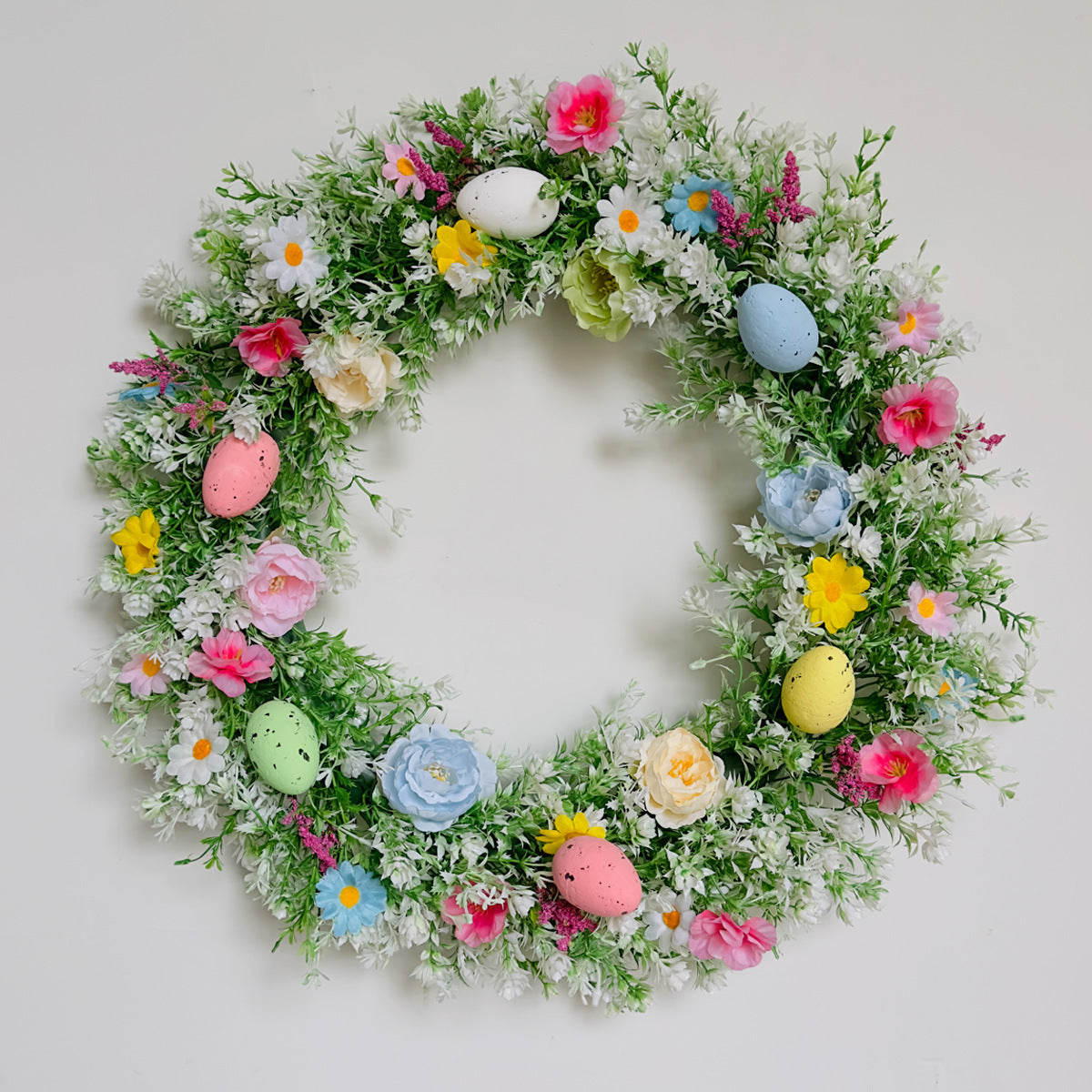Easter Blooming Floral & Egg Wreath – 3 Sizes - Holiday Spirit Shop