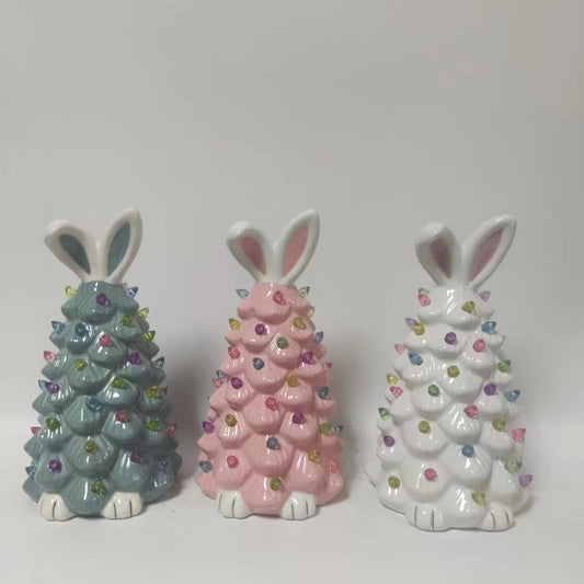 Easter Bunny Ceramic Tree with Lights