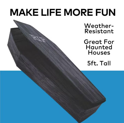 5 Ft Wood Look Coffin - Black halloween decoration