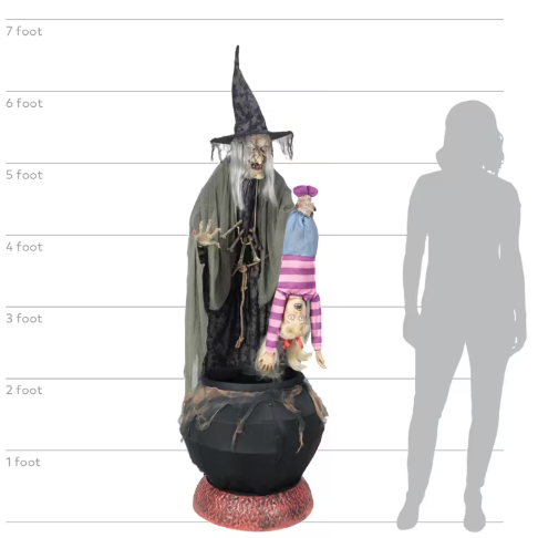 6 Ft Stew Brew Witch Animated Halloween Prop