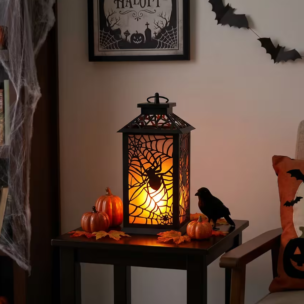 Flaming LED Spider Halloween Lantern
