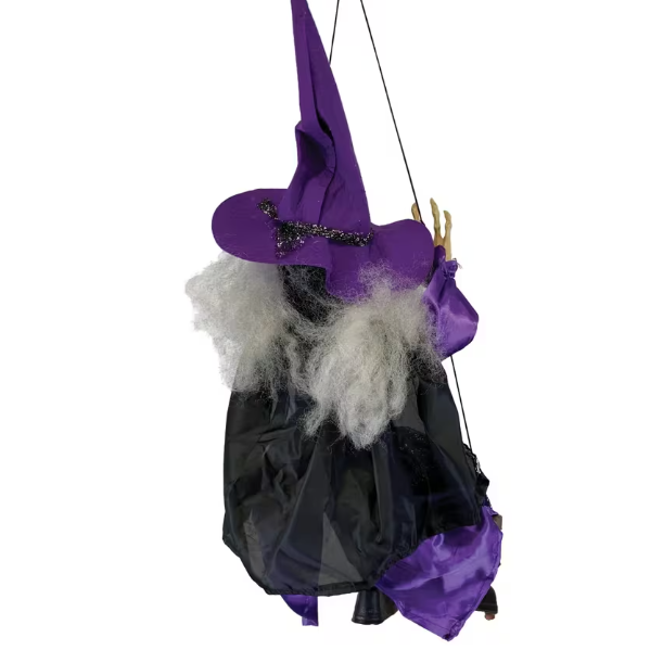 39" Purple Kicking Witch on Swing Animated Decoration