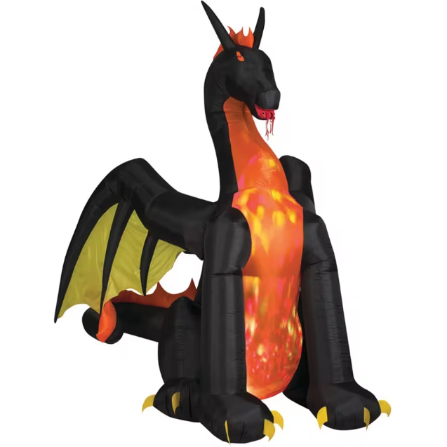 11 Ft Animated Fire Dragon Inflatable with Flapping Wings
