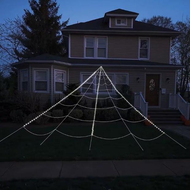 12 Ft LED Light Up Spider Web Yard Decor