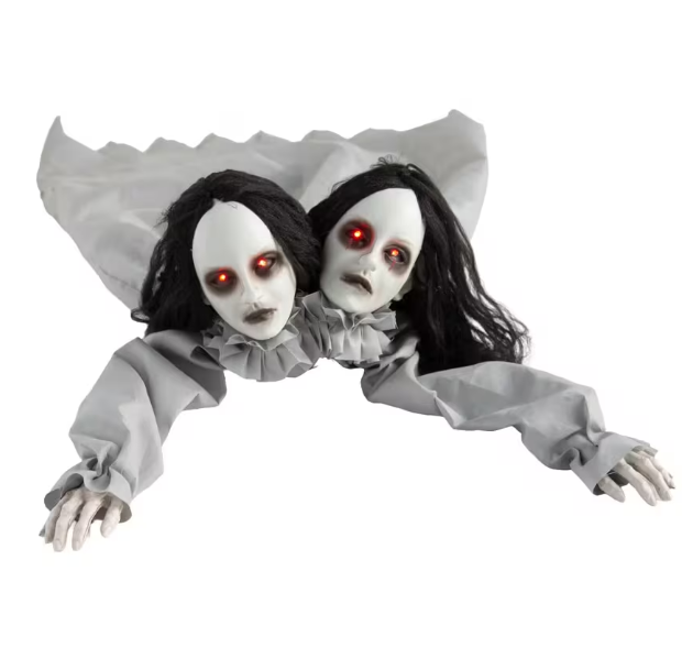 Halloween 2026 decoration 47" Animated Two Headed Crawling Girl Prop