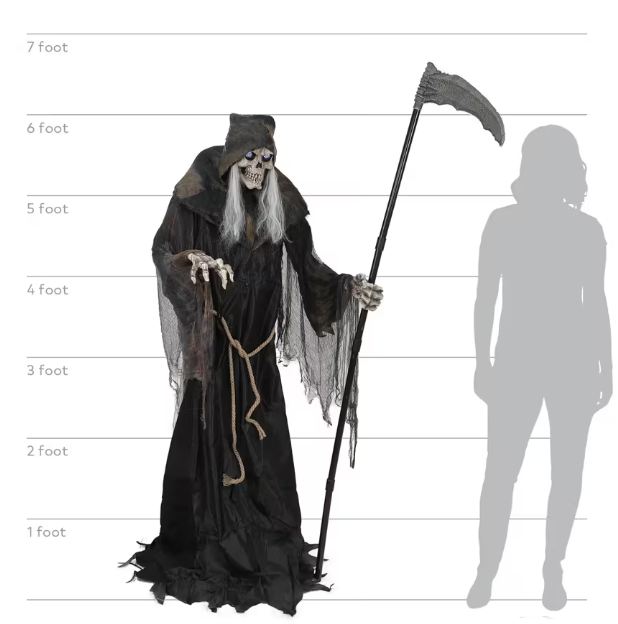 6 Ft Lunging Reaper with Digital Eyes animated halloween prop