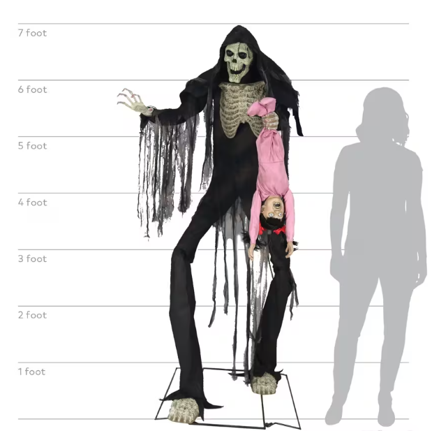 7 Ft Towering Boogey Man with kid Animated Halloween Prop