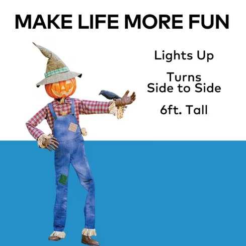 6 Ft Whimsical Pumpkin Scarecrow Animated
