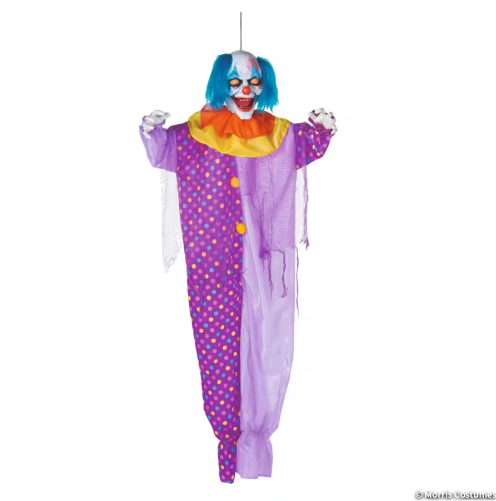 6 Ft Hanging Evil Purple Clown Animated Halloween Prop