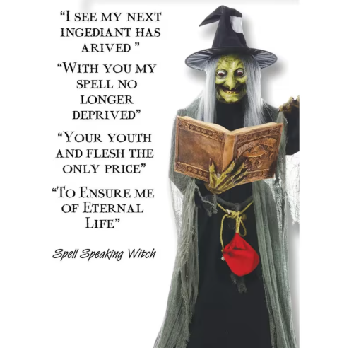5.7 Ft Spell Speaking Witch Animated Halloween Prop
