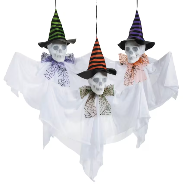 Trio of Skulls Color Changing Hanging Decoration