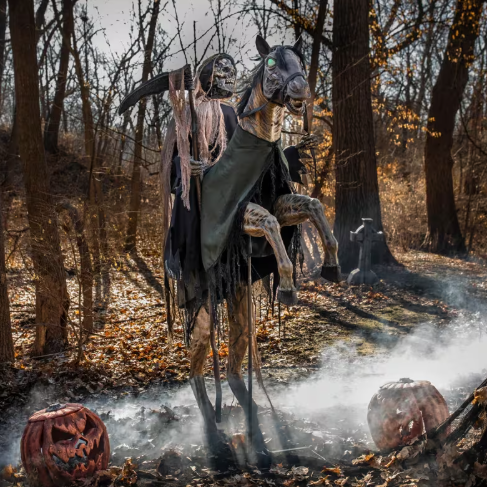 7 Ft Reapers Ride & Skeleton Horse Animated Prop