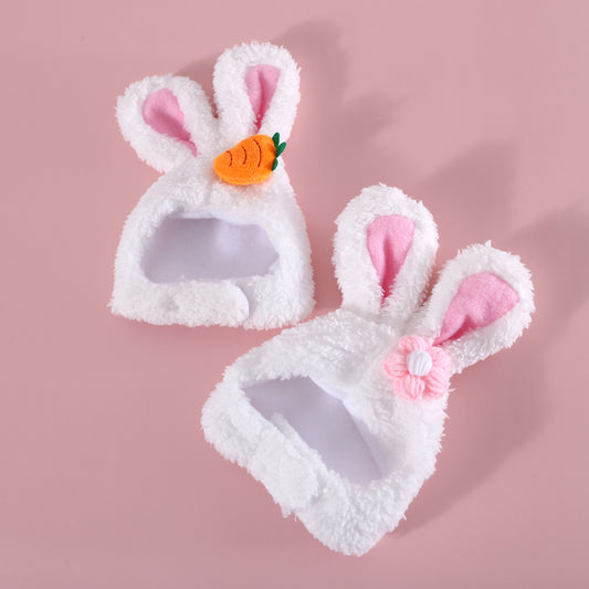 Plush Bunny Ears Hat Head Cover for Pets - Small Dog Cat - Holiday Spirit Shop