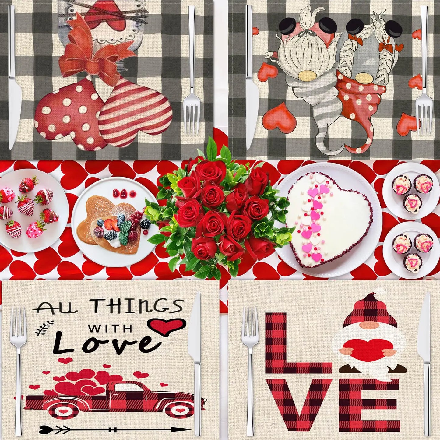 Set of 4 Valentines Day Placemats - Holiday Spirit Shop