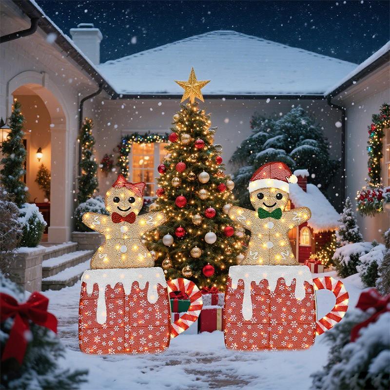 42" Lighted Gingerbread Man Set - Boy & Girl