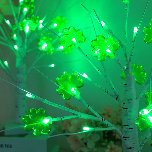 Set of Two 18" St Patrick's Day Shamrock Lighted Tree - Holiday Spirit Shop