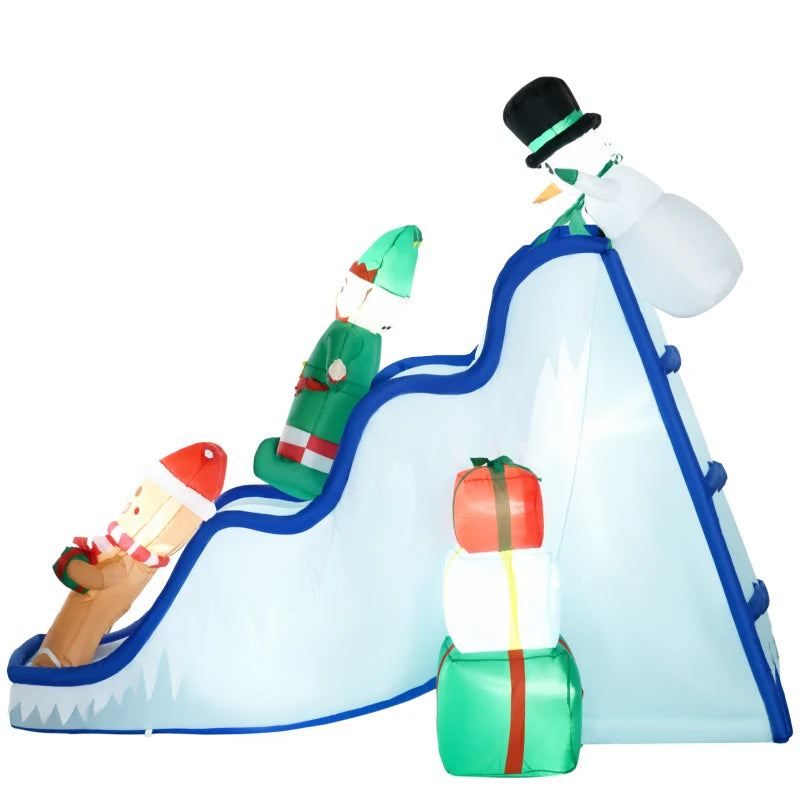 8.5 Ft Snowman Elf & Gingerbread Man Ski Slope Slide Inflatable