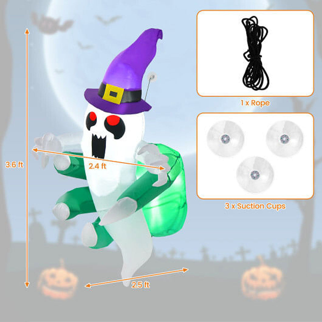 3.9 Ft Inflatable Window Ghost