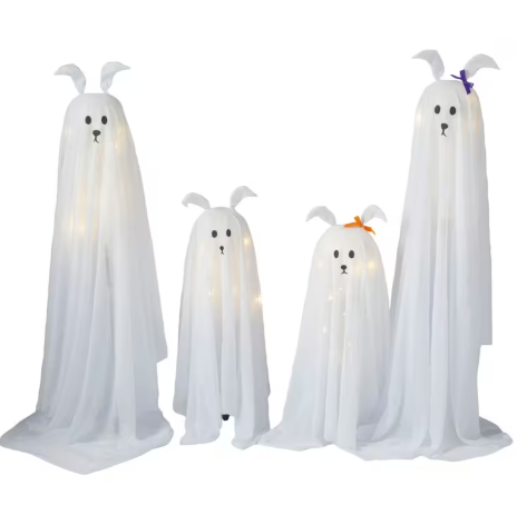 Set of 4 Dog Ghost Family Light Up Halloween Decoration