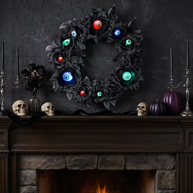 15" Light-Up Eyeballs Gothic Wreath Decoration