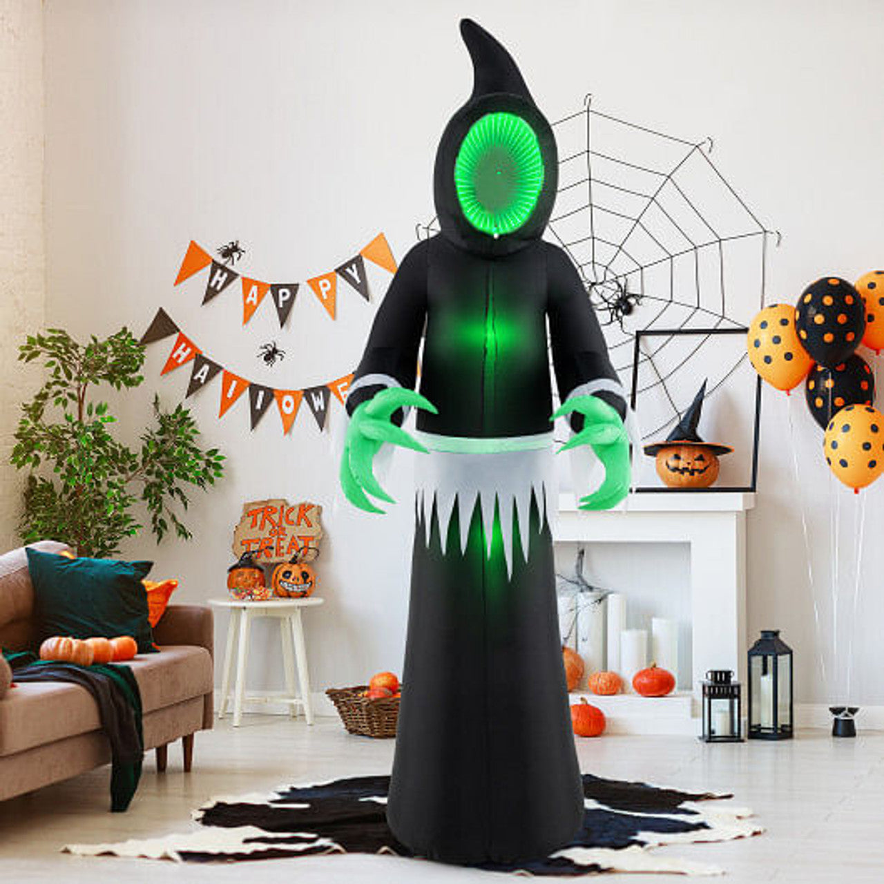 8 Ft Giant LED Green Mirror Face Phantom Inflatable