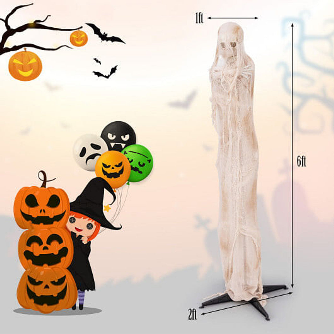 6 Ft Animated Standing Mummy
