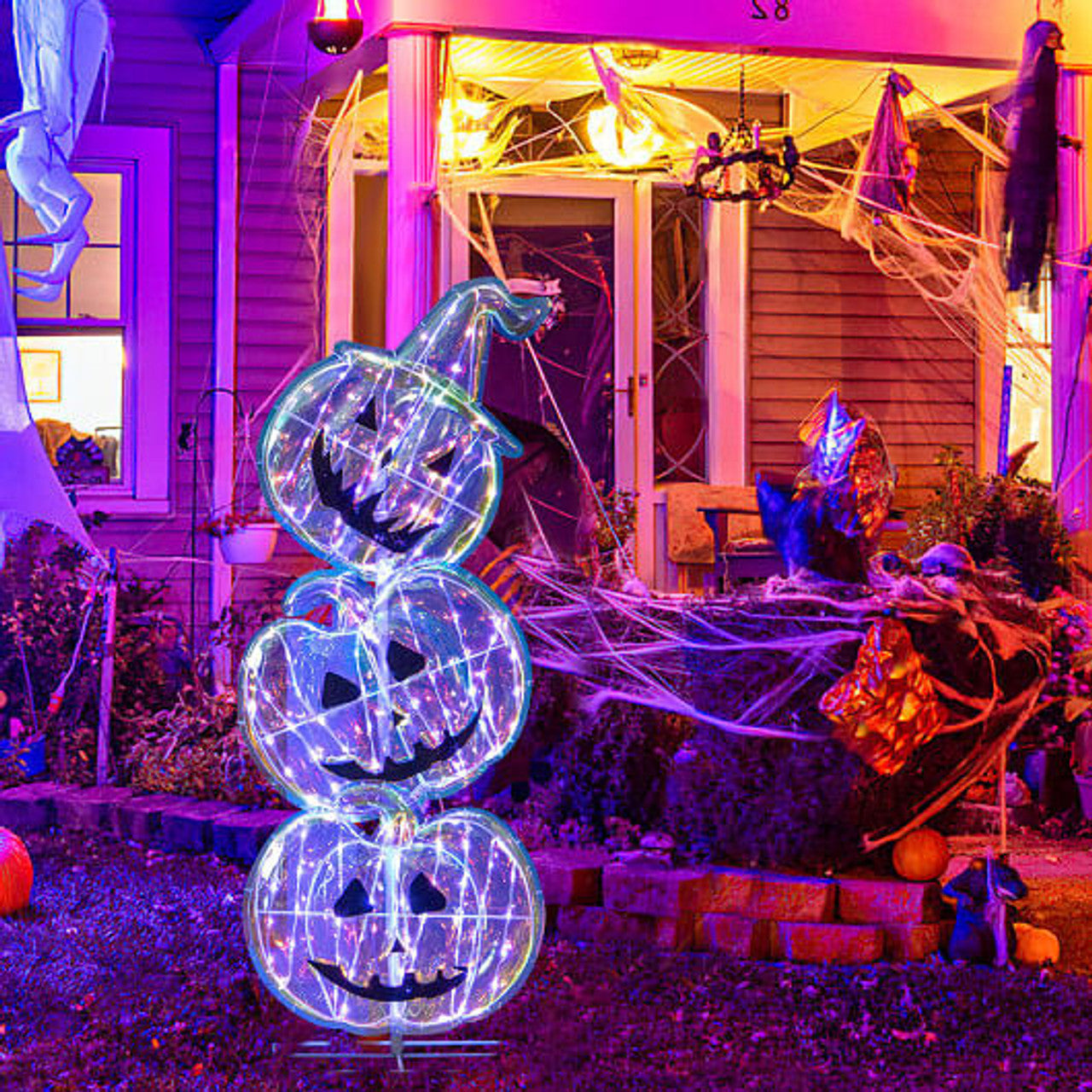 3 Ft LED Lighted Pumpkin Stack