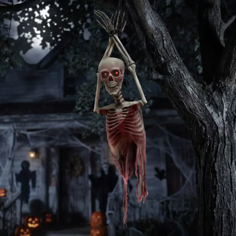 Hanging Chained Skeleton Torso Lighted corpse Halloween prop