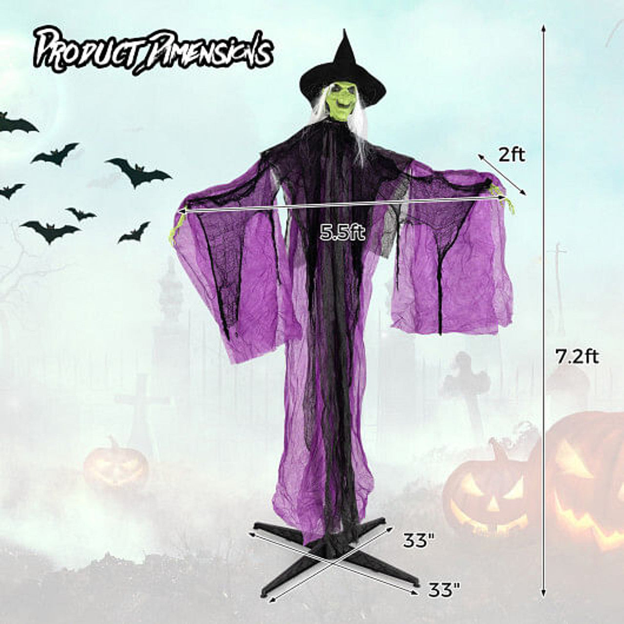 7 Ft Standing Animated Witch