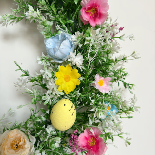 Easter Blooming Floral & Egg Wreath – 3 Sizes - Holiday Spirit Shop