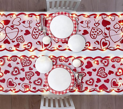 13 x 72" Valentines Day Heart Lace Table Runner