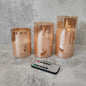 Set of 3 Realistic Flame Candles Electroplated Glass LED Electronic - Rechargeable
