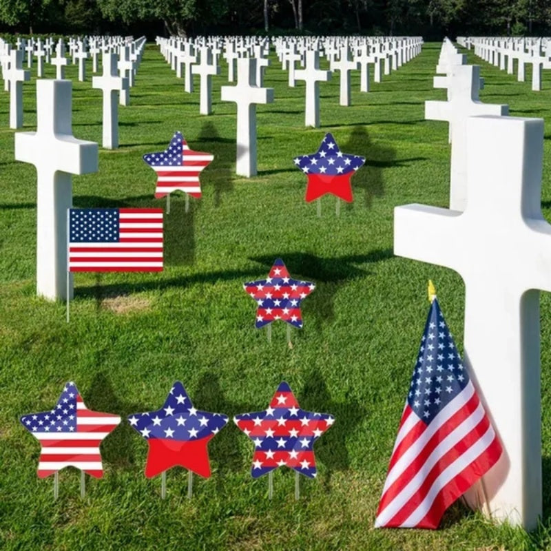 4th of July Yard Stakes – Stars & Stripes Lawn Sign 8 Pc Set