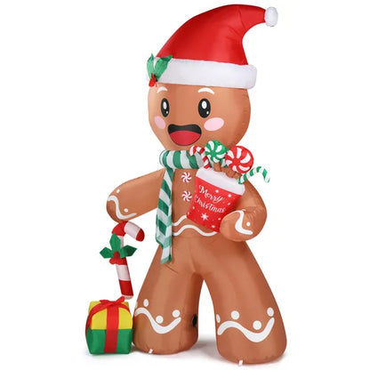 7.9 FT Lighted Inflatable Gingerbread Man with Gifts