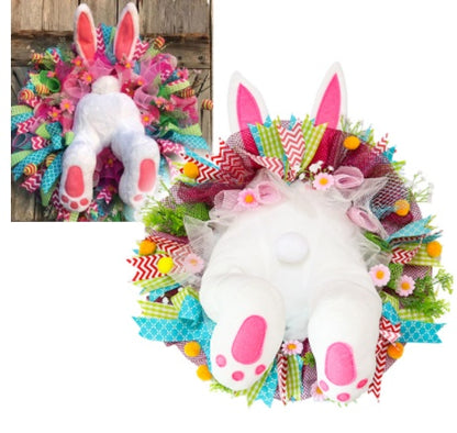 Easter Bunny Butt Wreath with Bunny Ears & Colorful Ribbons – 7 Styles