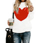 Valentines Day Womens Love Printed Pullover Heart Sweater