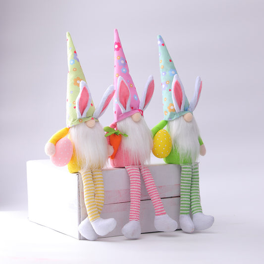17.7" Long Leg Easter Gnome Shelf Sitters - Holiday Spirit Shop