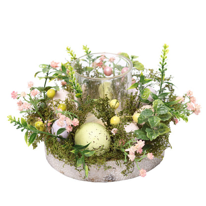 Easter Egg & Berries Glass Candle Holder Centerpiece