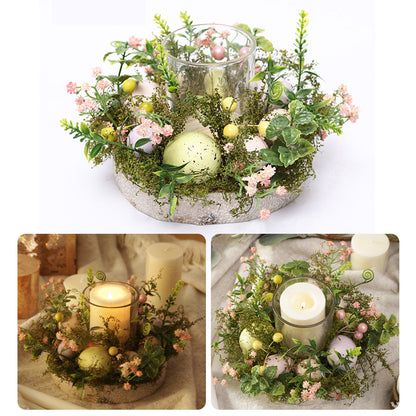 Easter Egg & Berries Glass Candle Holder Centerpiece