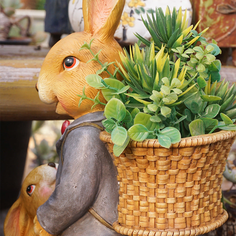 Resin Bunny Statue Planters