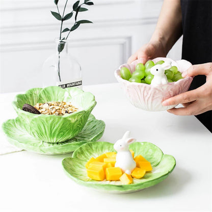 Easter Spring Ceramic Hand Painted Bowl & Plates