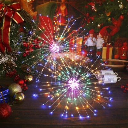 hanging starburst firework light with remote battery operated white or multi-color
