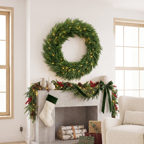 36 Inch Pre-Lit Norfolk Pine Christmas Wreath – additional product view 2
