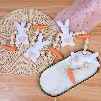 24 in Bunnies & Carrot Wood Bead Easter Garland