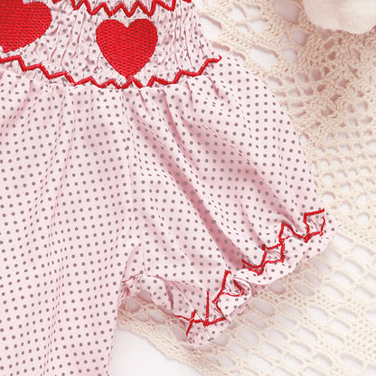 Newborn - 18 Months Baby Valentine's Day Short Sleeve Heart Romper