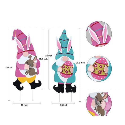Easter Bunny Gnome Yard Stakes - Holiday Spirit Shop