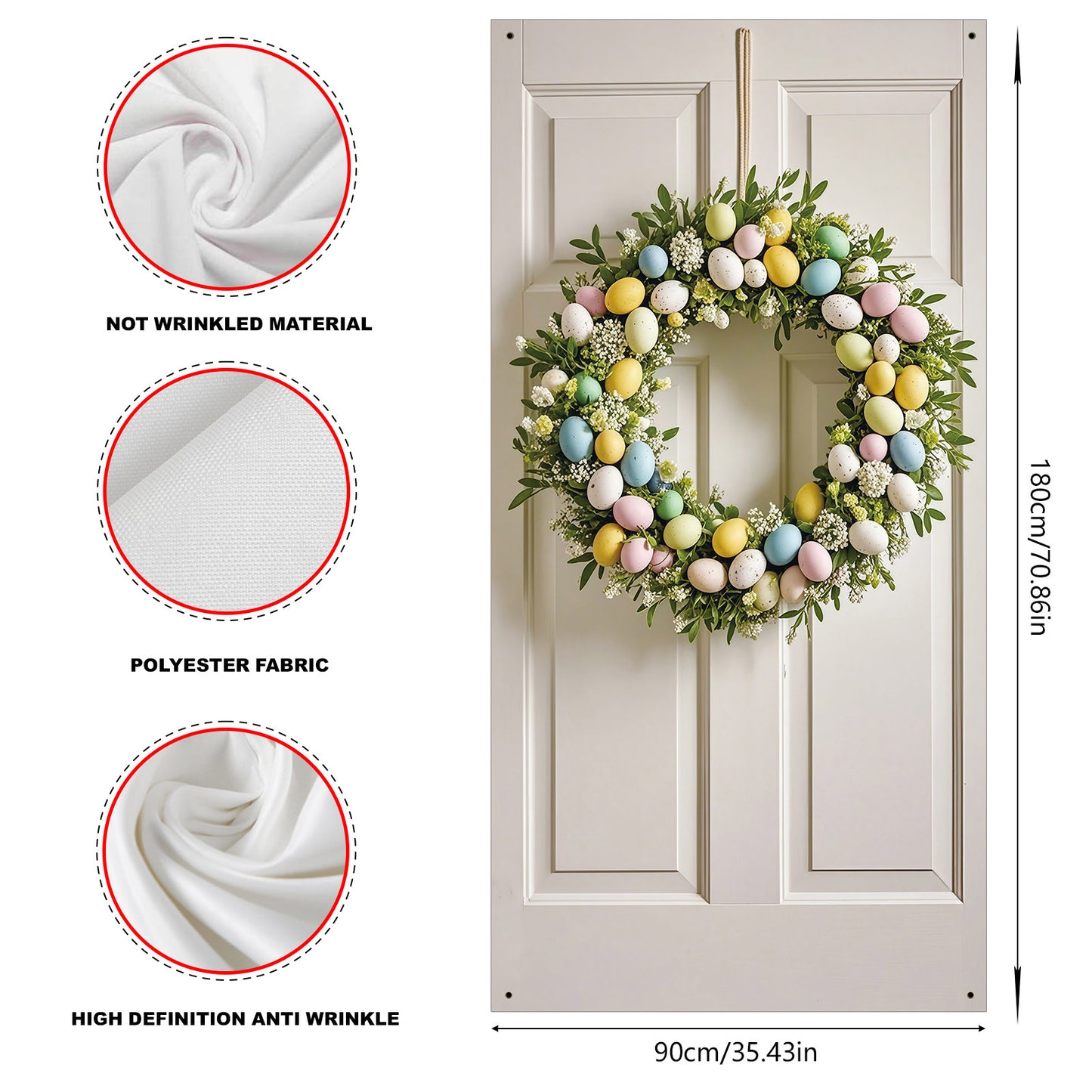 Giant Colorful Easter Egg Wreath – 35.4” x 70.9”