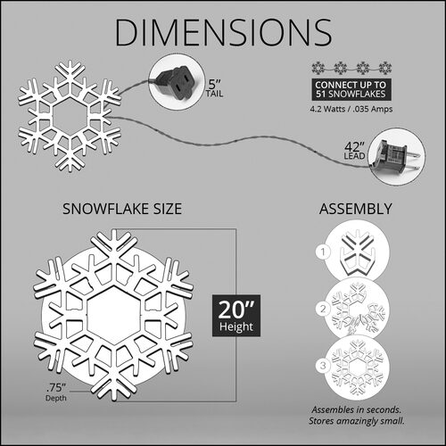 Dimensions 20" Giant Folding Lighted Snowflake Outdoor Christmas Decoration